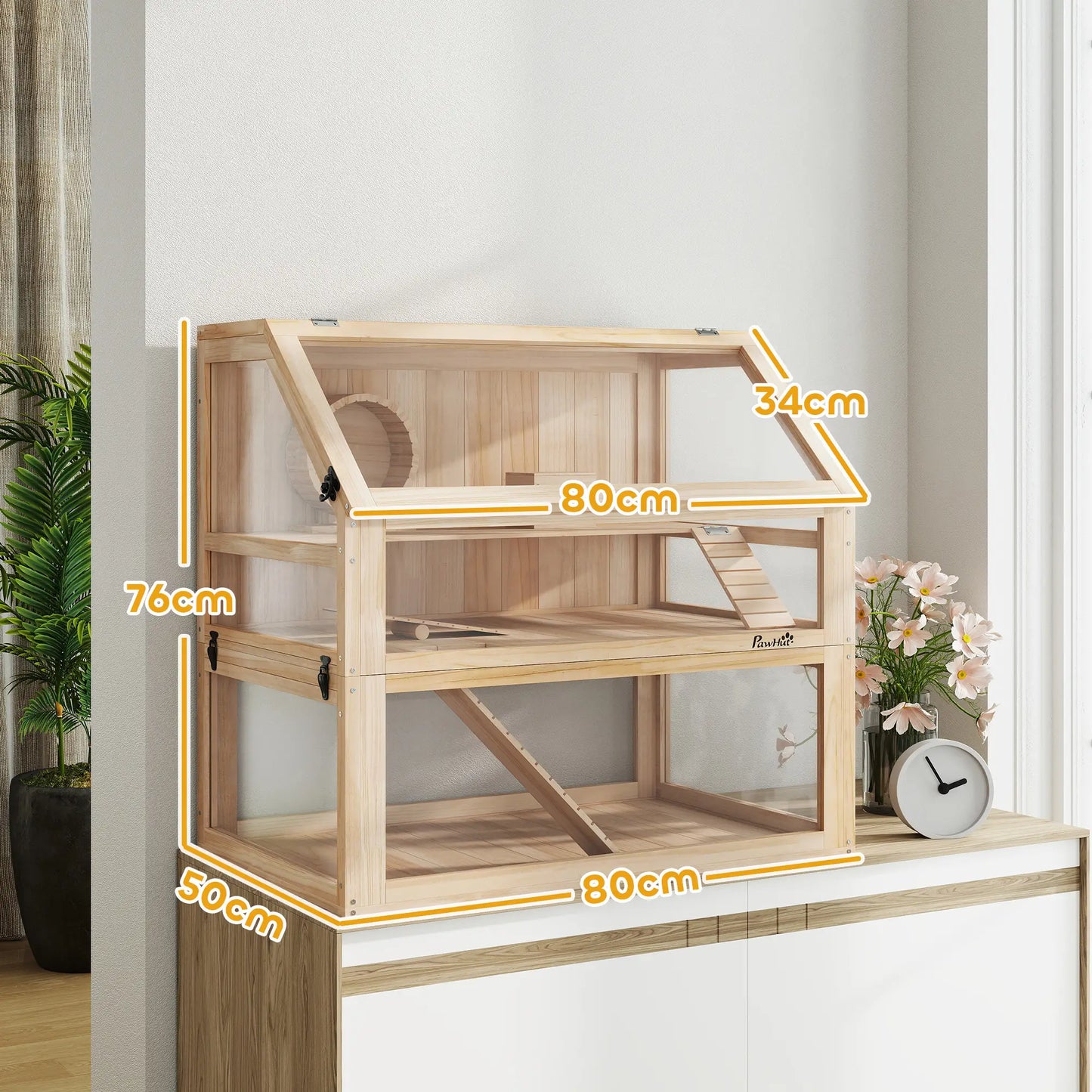 Nancy's Gussago Knaagdierkooi - Hamsterkooi - Dennenhout - ± 80 x 50 x 75 cm