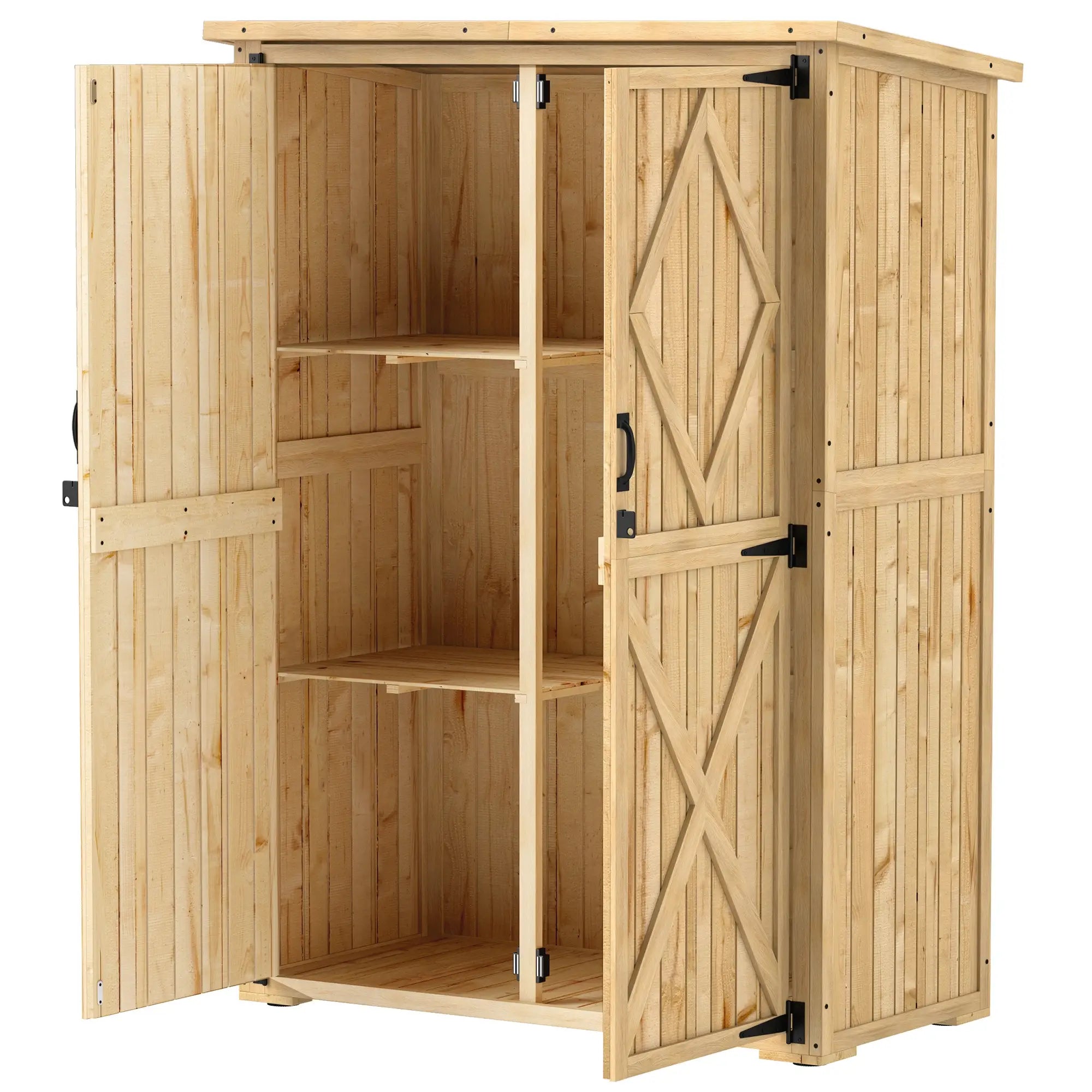 Nancy's Floridia Tuinkast - Buitenkast - Opbergkast voor buiten - Dennenhout - ± 115 x 55 x 159/167H cm