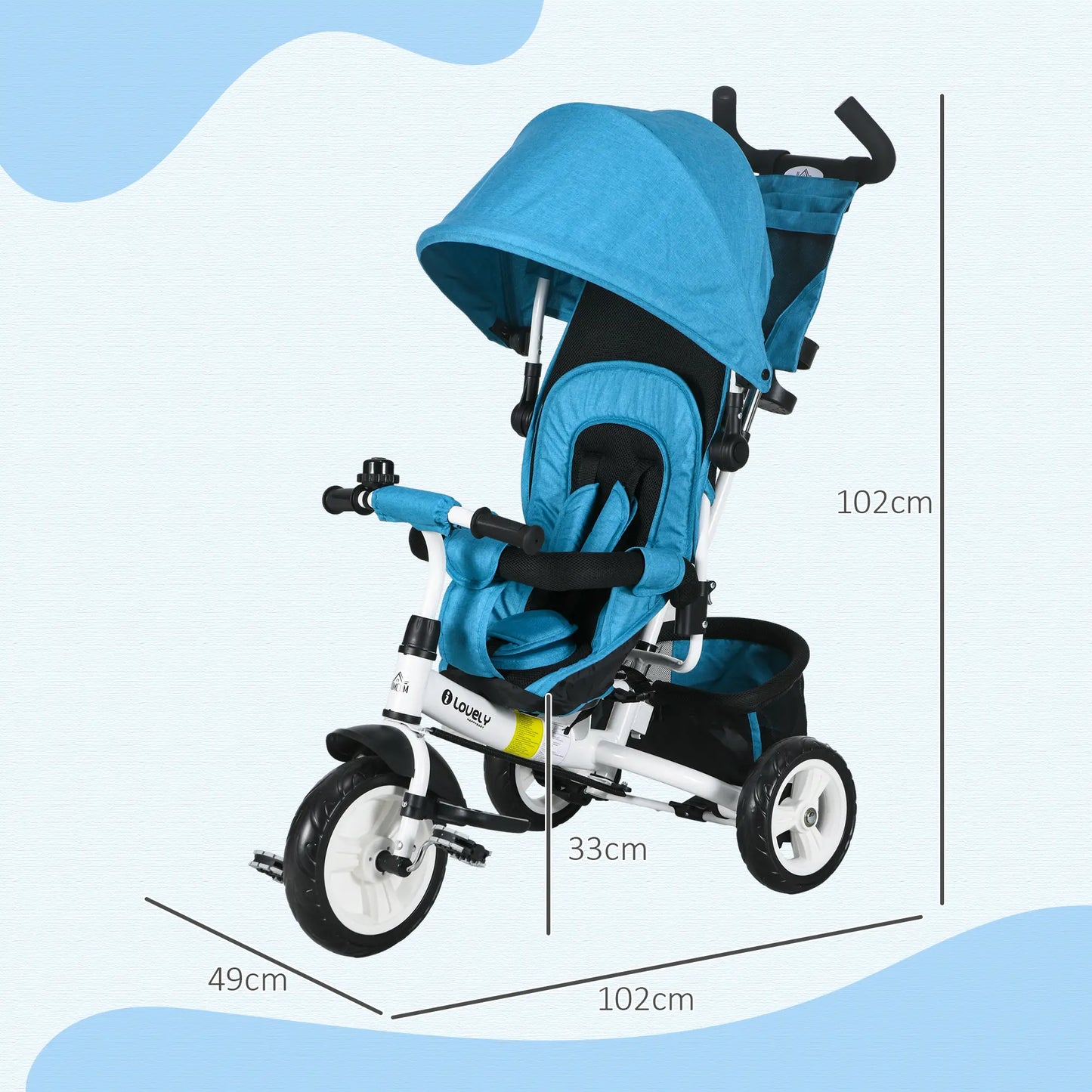 Nancy's Lucugnano Kinderdriewieler - Driewieler - Kinderwagen - Blauw