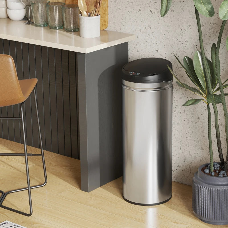 Nancy's Moiano Sensor Afvalbak - Automatische prullenbak - Sensor Prullenbak - Zilver / Zwart - RVS - 50 Liter