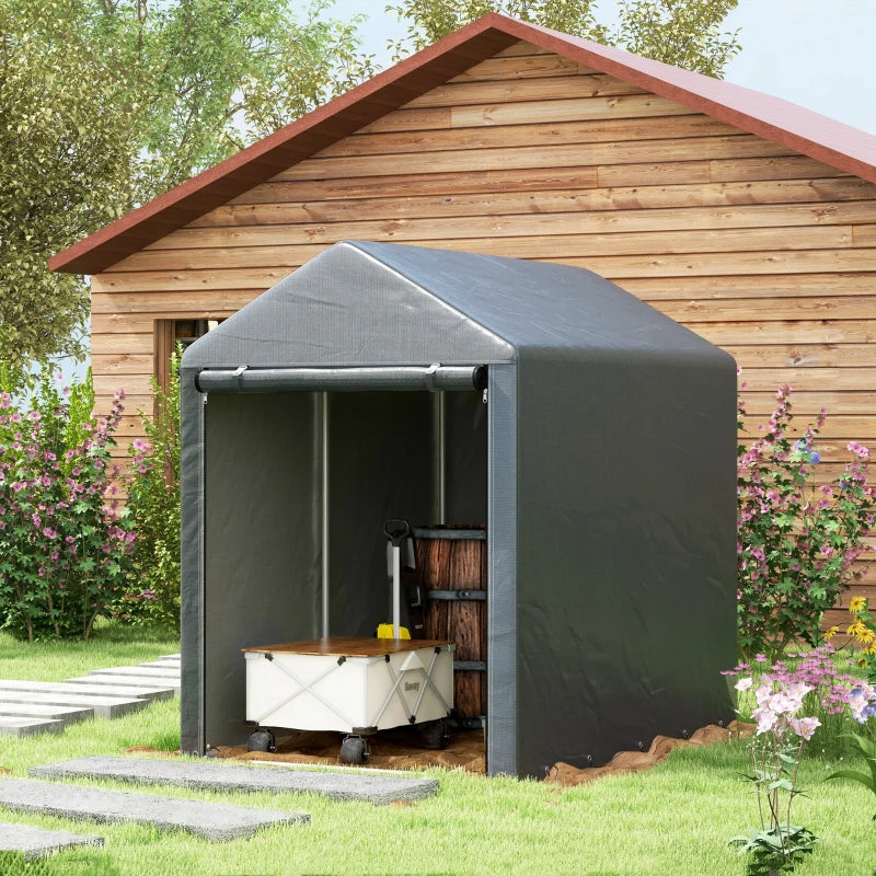Nancy's Pencelo Storage Shed - Garden House - Garden Shed - Grey - Steel / Canvas - ± 120 x 180 x 165 cm