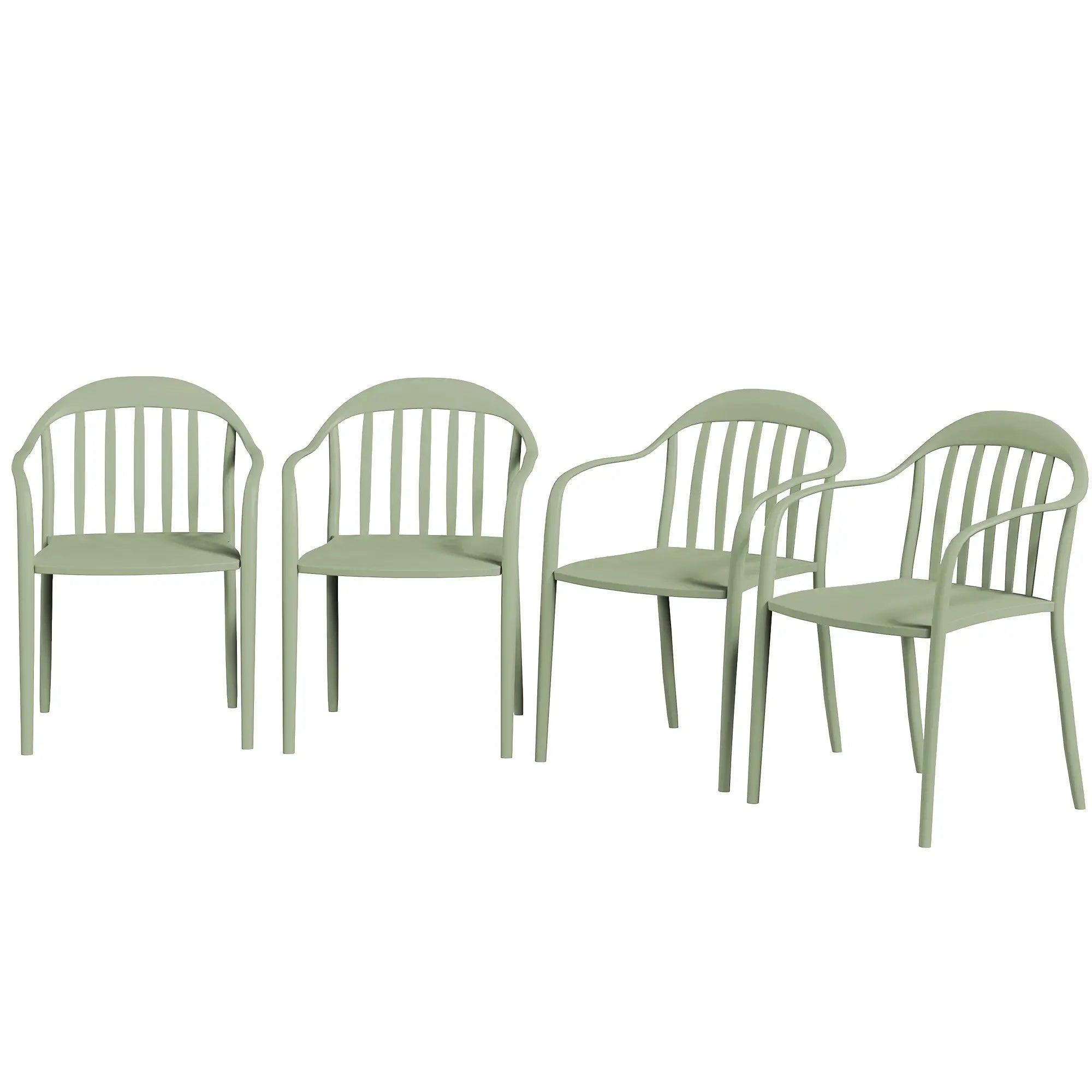 Nancy's Cotignola Tuinstoelen - Balkonstoelen - Set van 4 - Stapelbaar - Groen - Kunststof