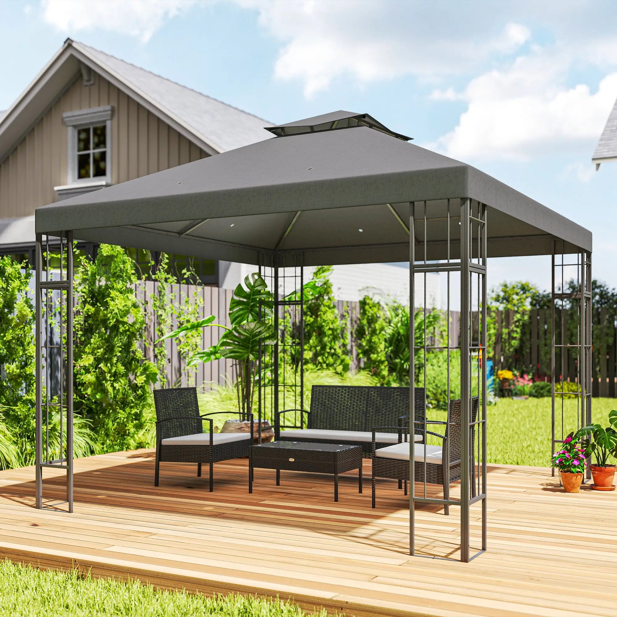 Nancy's Conzano Paviljoen - Tuinpaviljoen - Partytent - Grijs - ± 300 x 300 x 280 cm