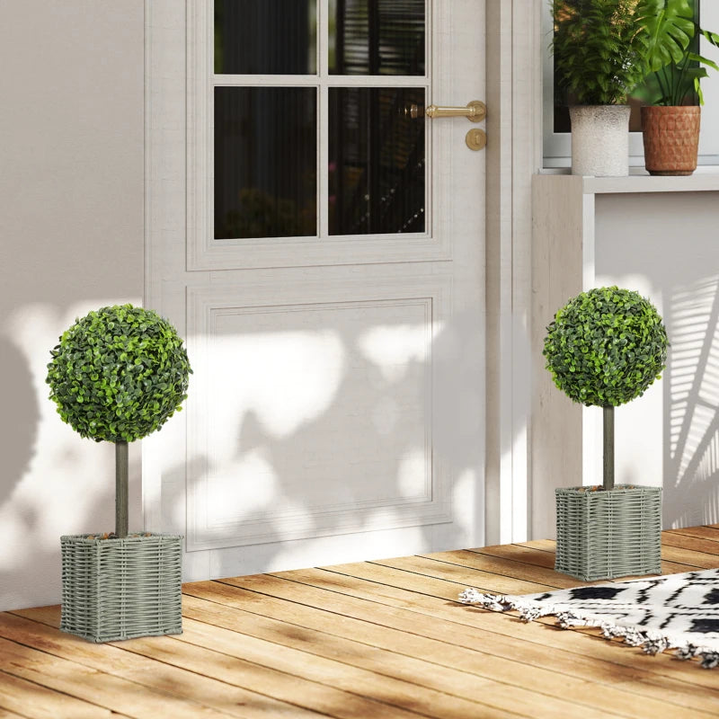 Nancy's Meina Kunstplanten - Kunst buxussen - Buxus - Set van 2 - Groen - 50 cm hoog