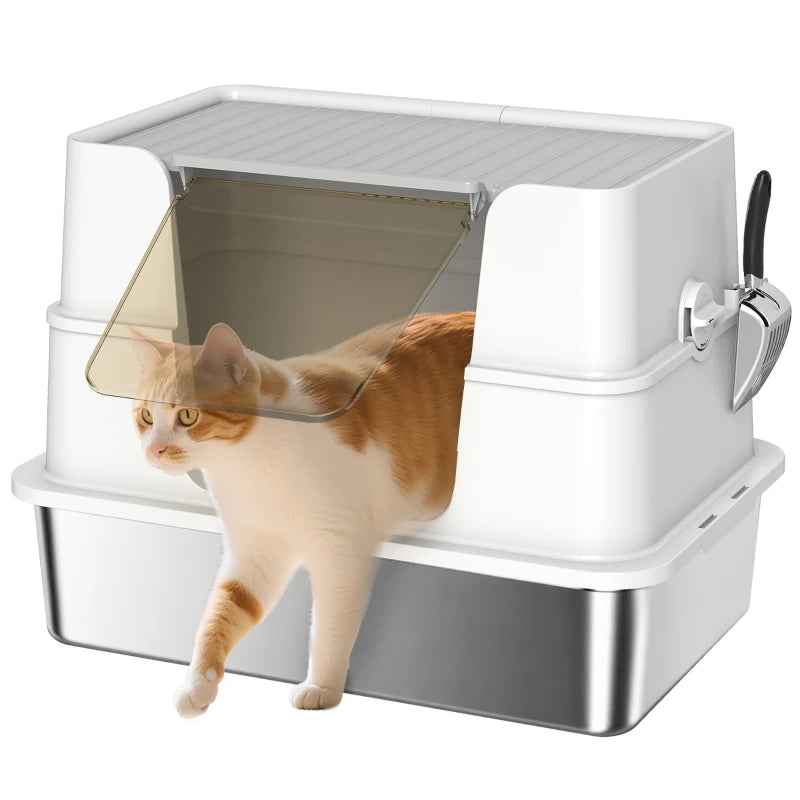 Nancy's Modugno Kattenbak - Katten wc - Kattentoilet - RVS / Grijs - ± 60 x 40 x 45 cm