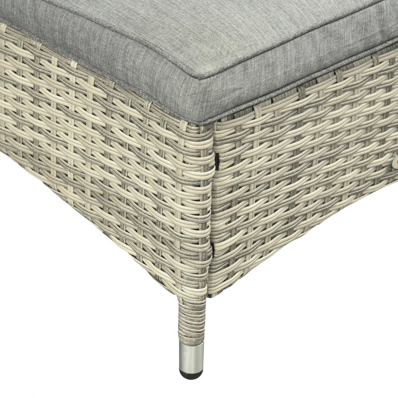 Nancy's Almeida Ligbed - Loungebed - 3-Delige Set van 2 ligbedden + bijzettafel - Rotan - Grijs