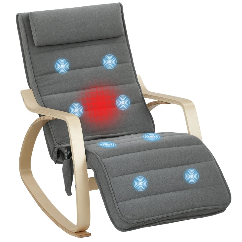 Nancy's Minucciano Massagestoel - Relaxfauteuil - Relaxstoel - Schommelstoel - Grijs / Hout