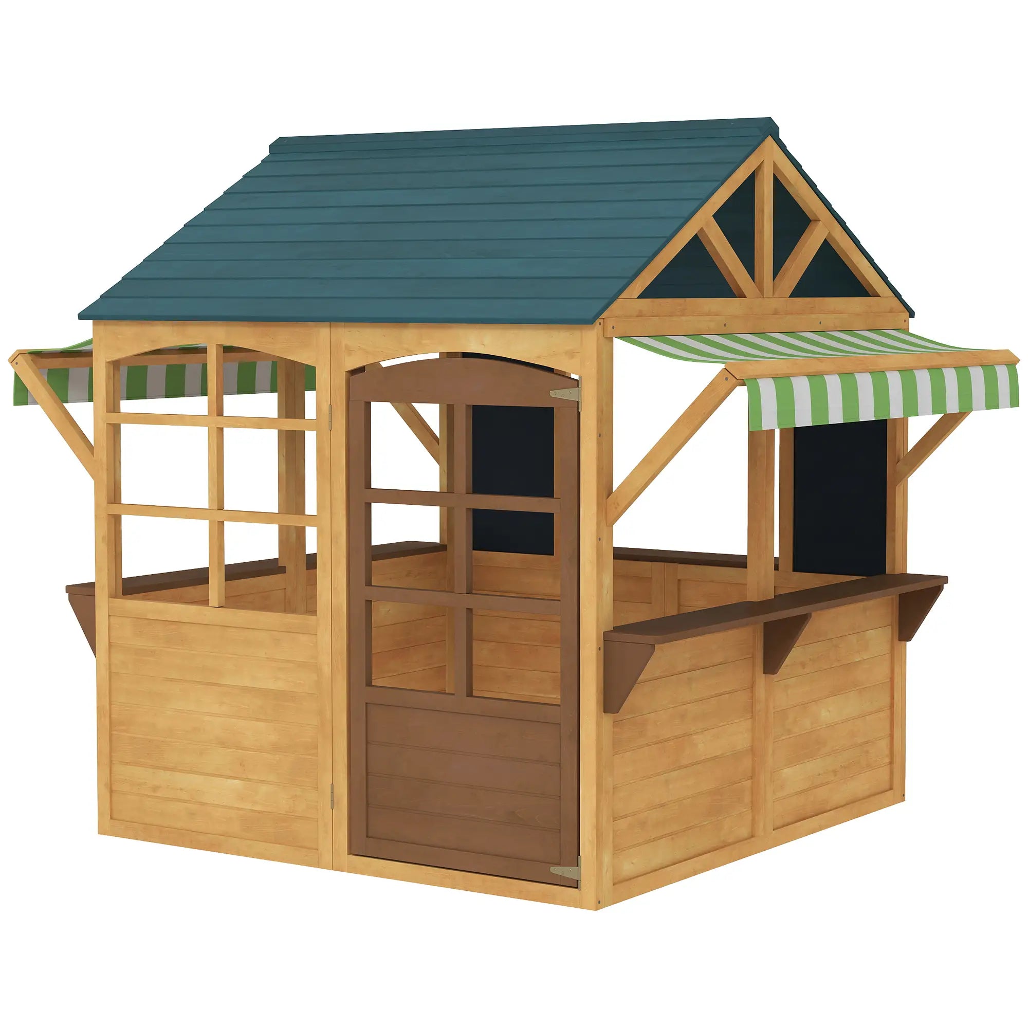 Nancy's Lagonegro Speelhuisje - Kinderspeelhuisje - Bruin / Blauw - Dennenhout - ± 175 x 115 x 145 cm