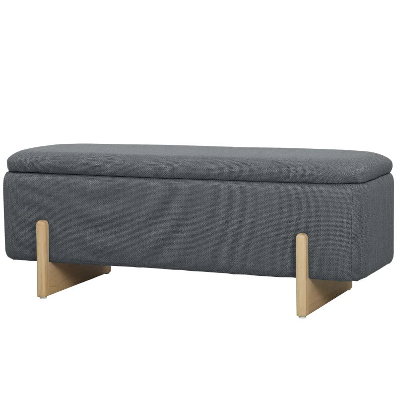 Nancy's Margno Opbergbank - Bankje met opbergruimte - Grijs - Linnen - ± 110 x 45 x 45 cm
