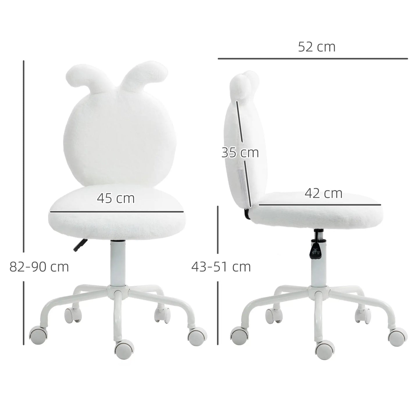 Nancy's Pernes Bureaustoel - Computerstoel - Wit - Pluche