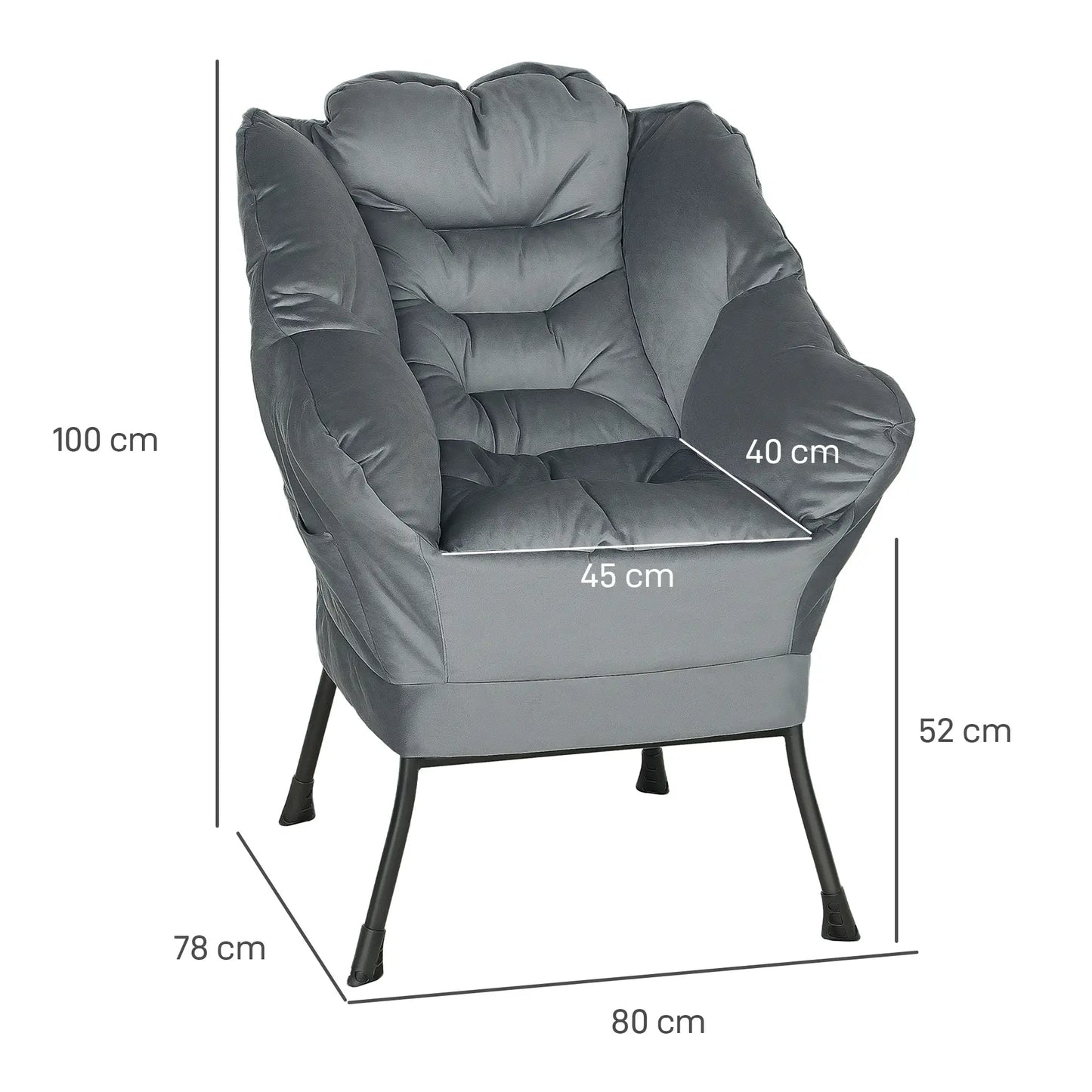 Nancy's Cunardo Fauteuil - Relaxstoel - Loungestoel - Grijs - Fluweel