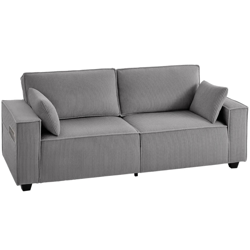 Nancy's Seminara 3-Zitsbank - Zitbank - Woonkamerbank - Lichtgrijs - Corduroy - ± 220 x 80 x 90 cm