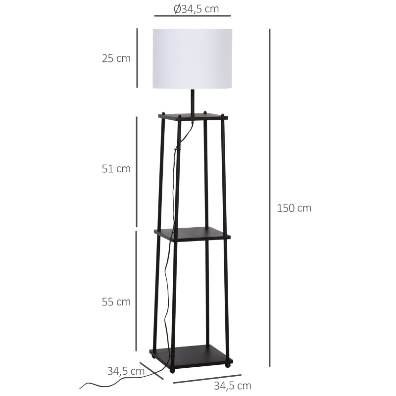 Nancy's Mia Vloerlamp, Staande lamp Zwart + Wit 150 cm hoog