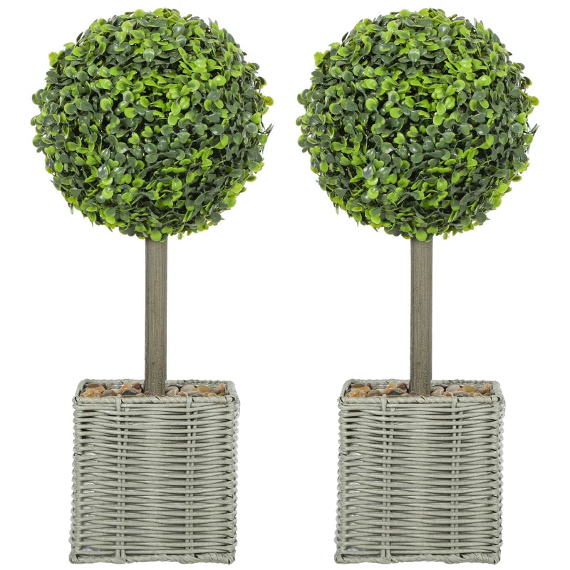 Nancy's Meina Kunstplanten - Kunst buxussen - Buxus - Set van 2 - Groen - 50 cm hoog
