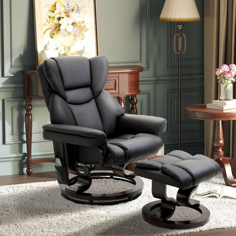 Nancy's Gonca Massagestoel - Relaxfauteuil - Relaxstoel - Verstelbare rugleuning - Draaibaar - Zwart - Kunstleer