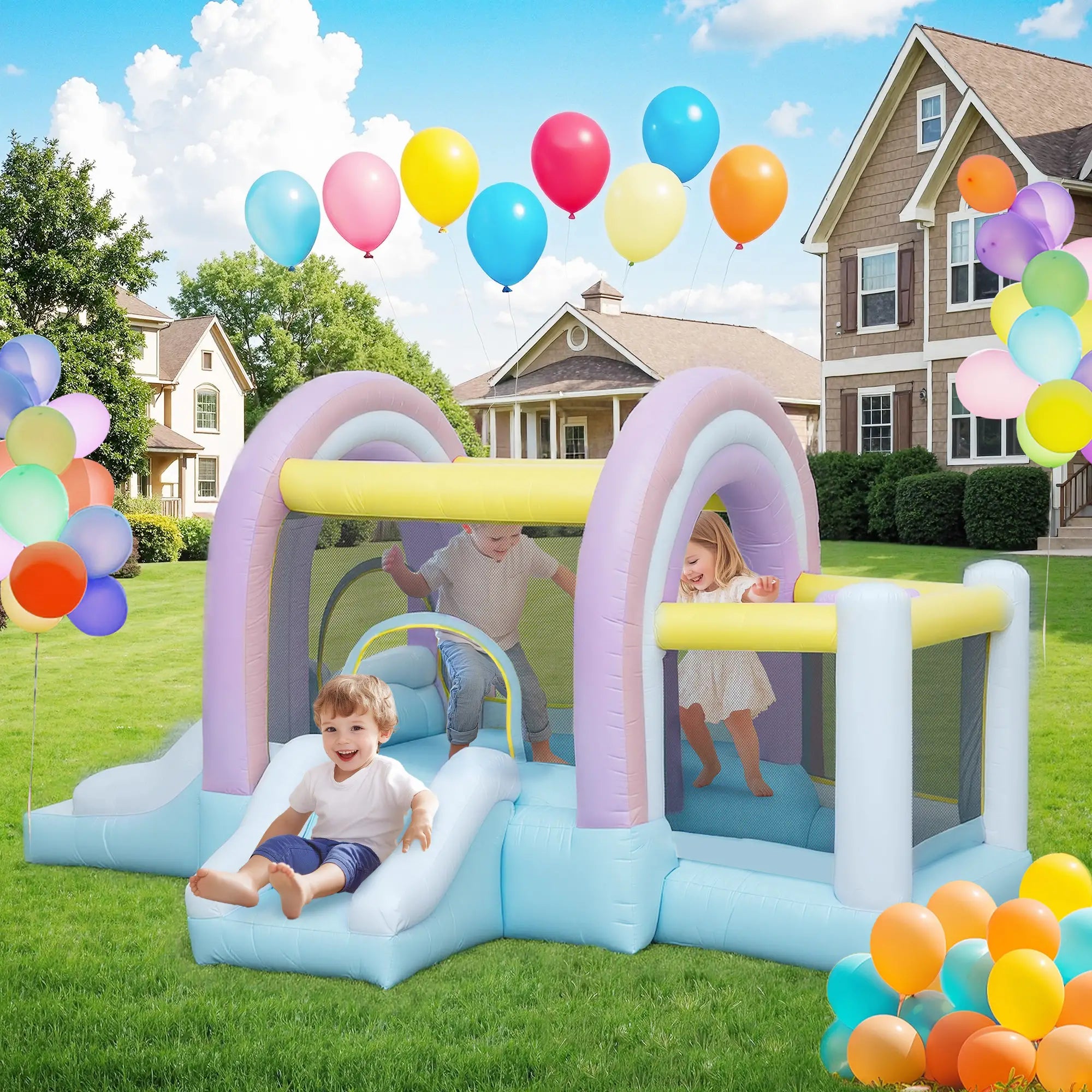 Nancy's Frigento Springkussen - Springkasteel - 340 x 220 x 180 cm