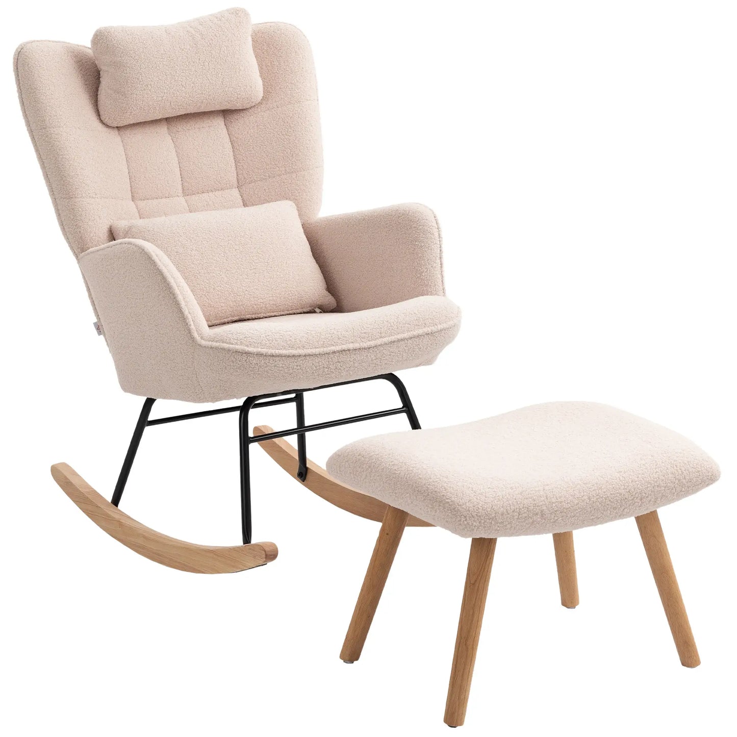 Nancy's Malcesine Schommelstoel - Relaxstoel - Relaxfauteuil - Beige - Fleece