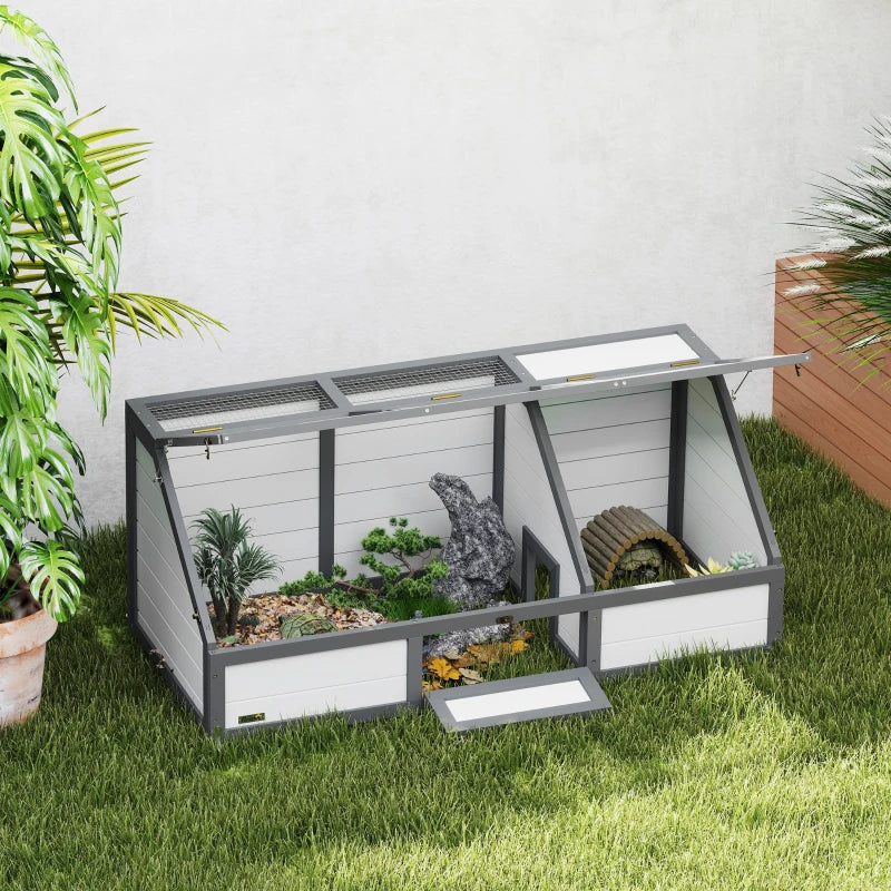 Nancy's Nibbiano Schilpaddenhuis - Schilpaddenverblijf - Schildpadhuis - Wit - Dennenhout - 120L x 55B x 20/50H cm