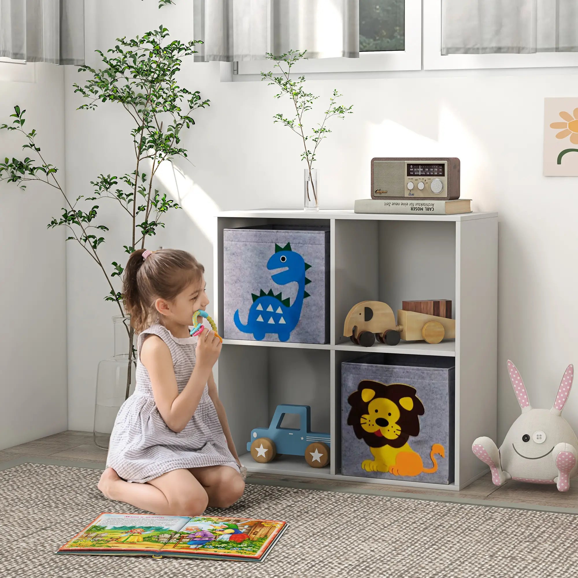 Nancy's Lotzorai Kinderkast - Opbergkast - Opbergkubussen - 4 Vakken - Wit - ± 60 x 30 x 62 cm