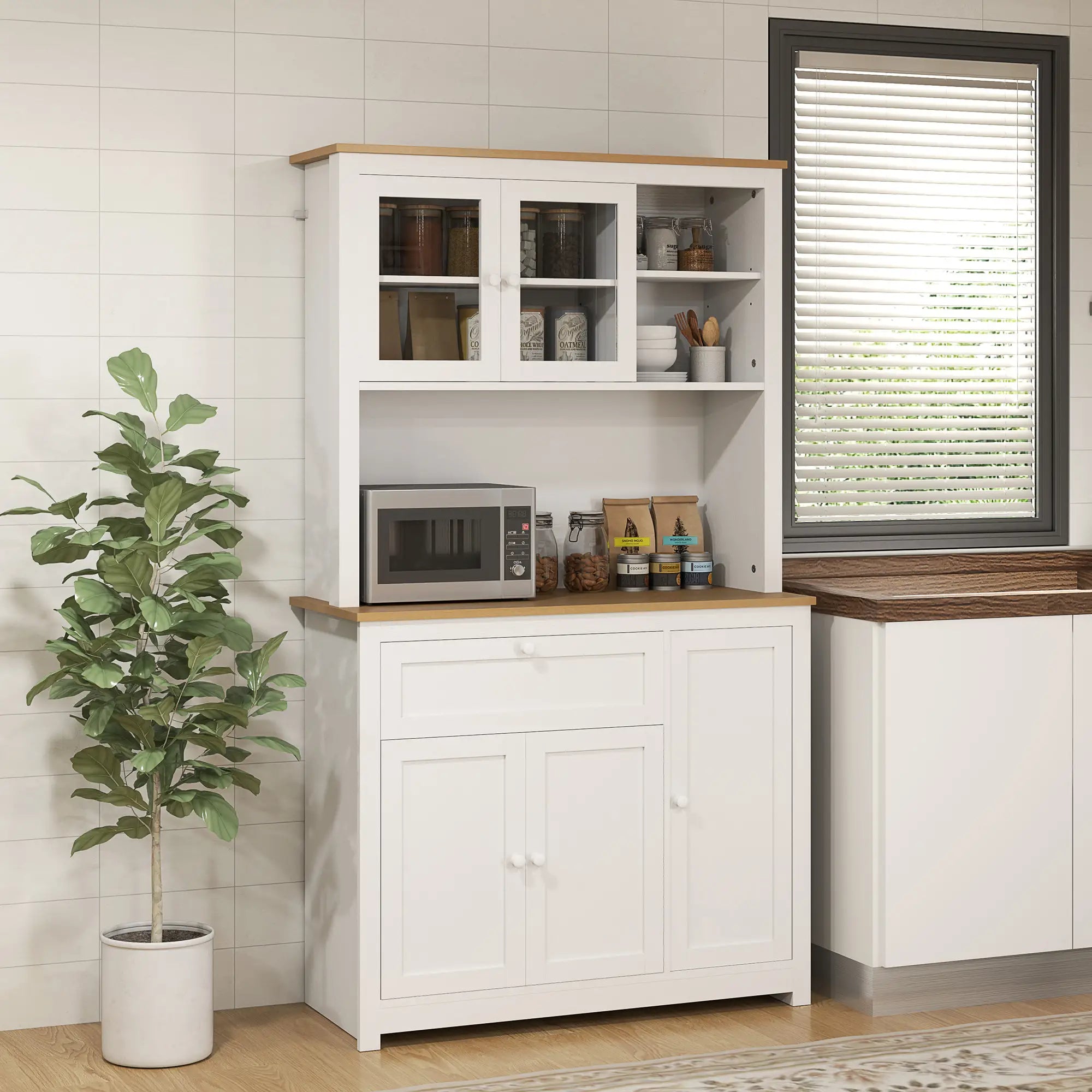 Nancy's Cuglieri Keukenkast Vrijstaand - Buffetkast - Opbergkast - Wit - 100 x 40 x 180 cm