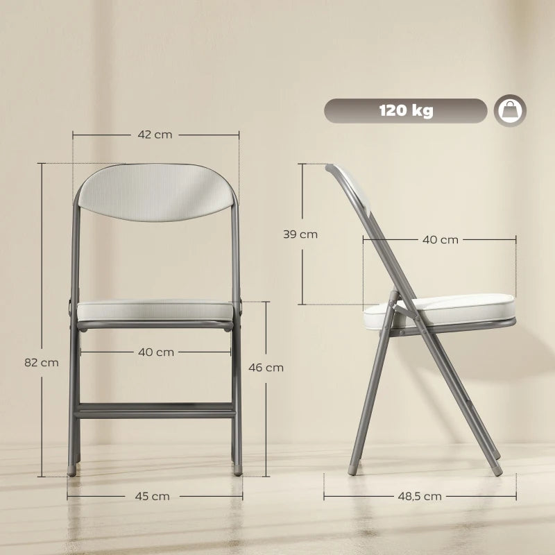 Nancy's Oliveri Klapstoelen - Set van 4 - Vouwstoel - Corduroy - Crèmewit