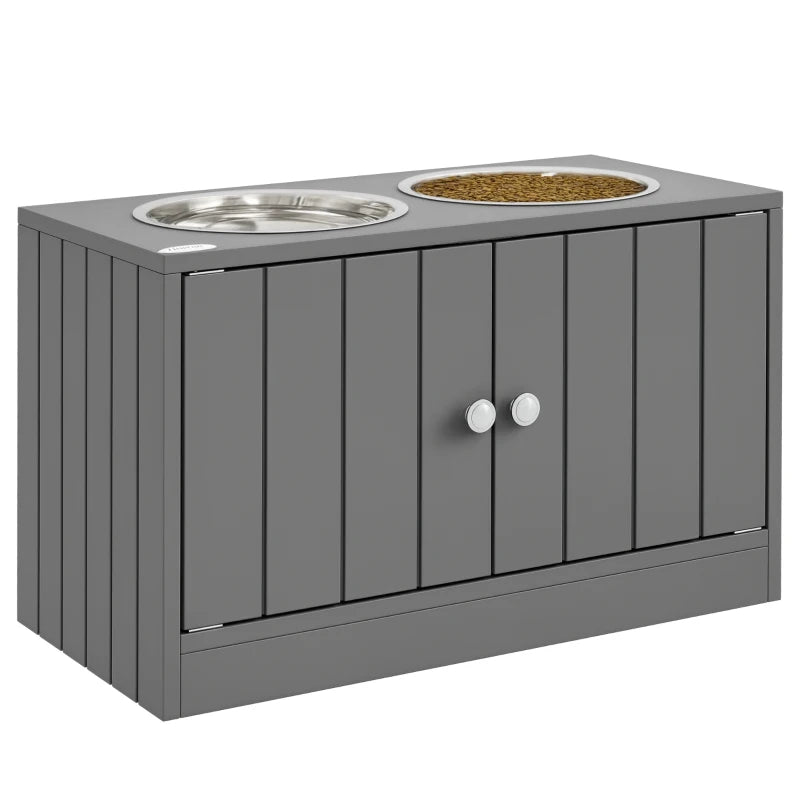 Nancy's Nichelino Voerbak voor Honden - Drinkbak - Voerstation - Met kastruimte - Grijs - ± 60 x 30 x 35 cm