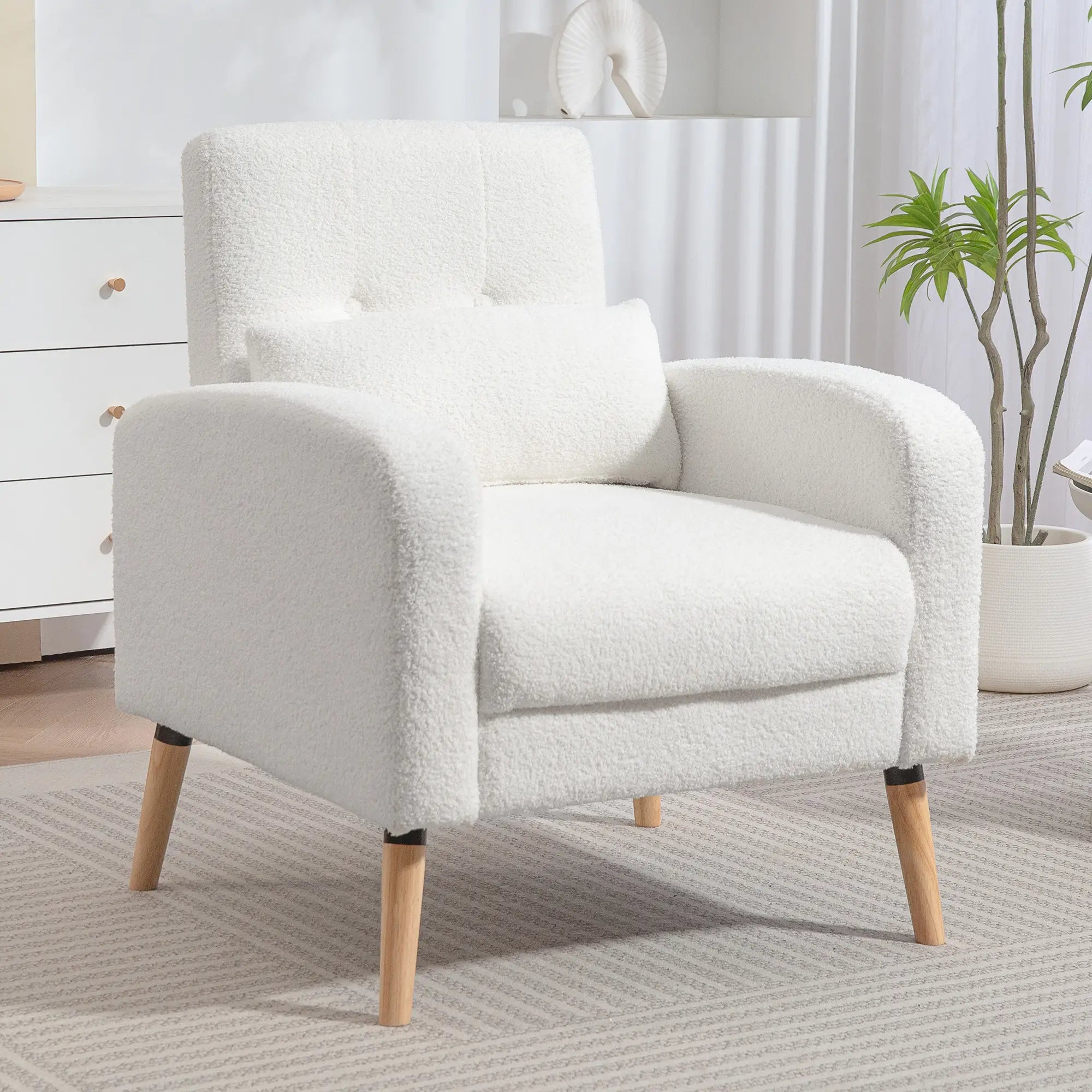 Nancy's Latronico Fauteuil - Relaxstoel - Loungestoel - Wit - Fleece