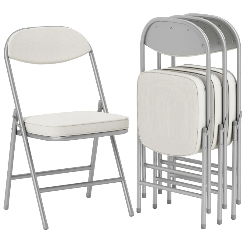Nancy's Oliveri Klapstoelen - Set van 4 - Vouwstoel - Corduroy - Crèmewit