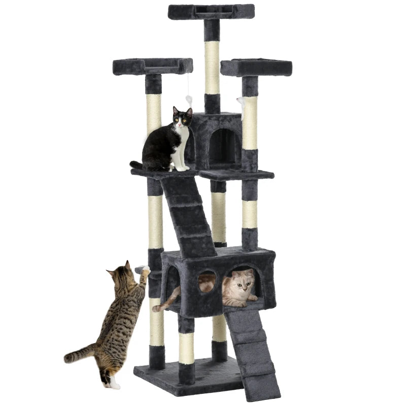 Nancy's Tortona Klimboom voor Katten - Krabpaal - Kattenboom - Donkergrijs - 49 x 49 x 173 cm