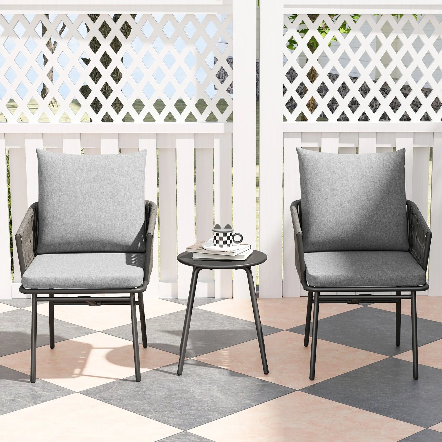 Nancy's Guanzate Bistroset - Balkonset - Tuinset - Grijs - Rotan
