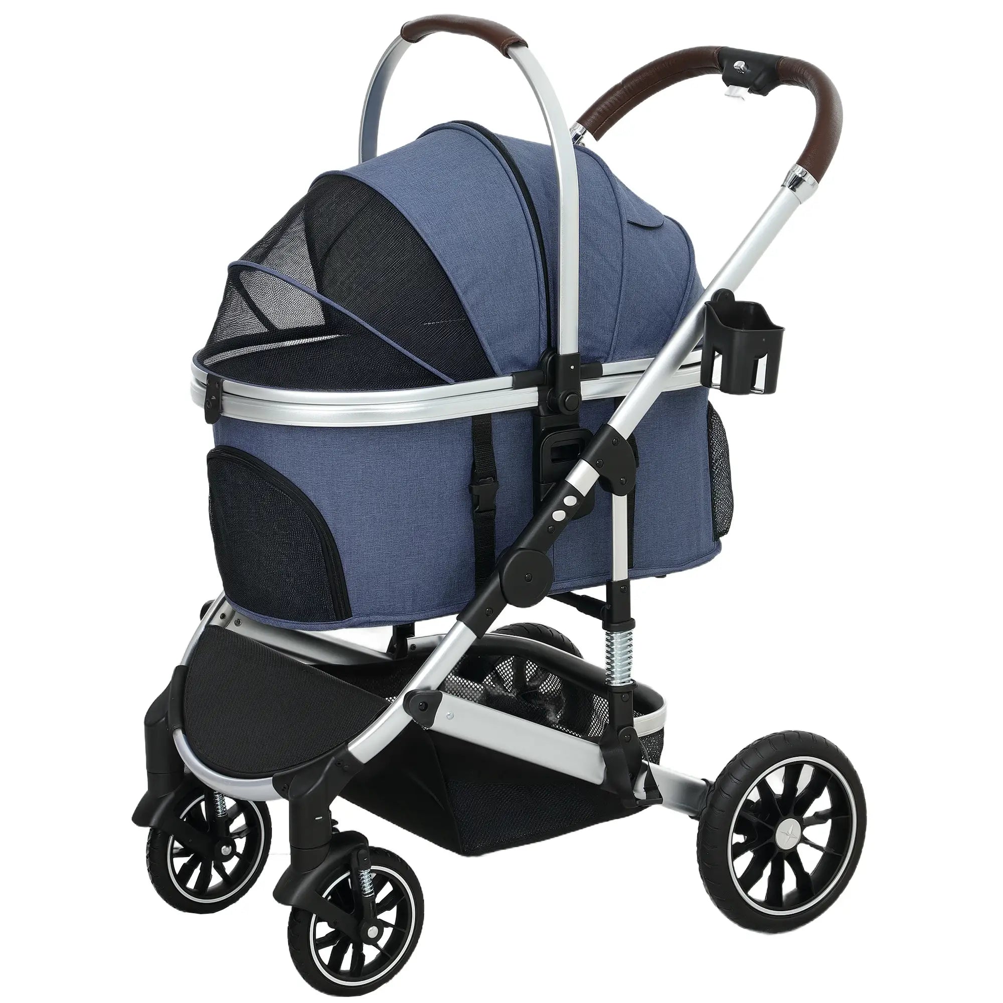 Nancy's Collegiove Reiswagen voor Huisdieren - Kattenbuggy - Hondenbuggy - Blauw / Zilver