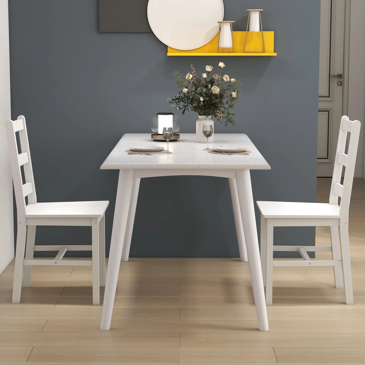 Nancy's Loranzè Eetkamerstoelen - Set van 2 - Wit - Grenenhout