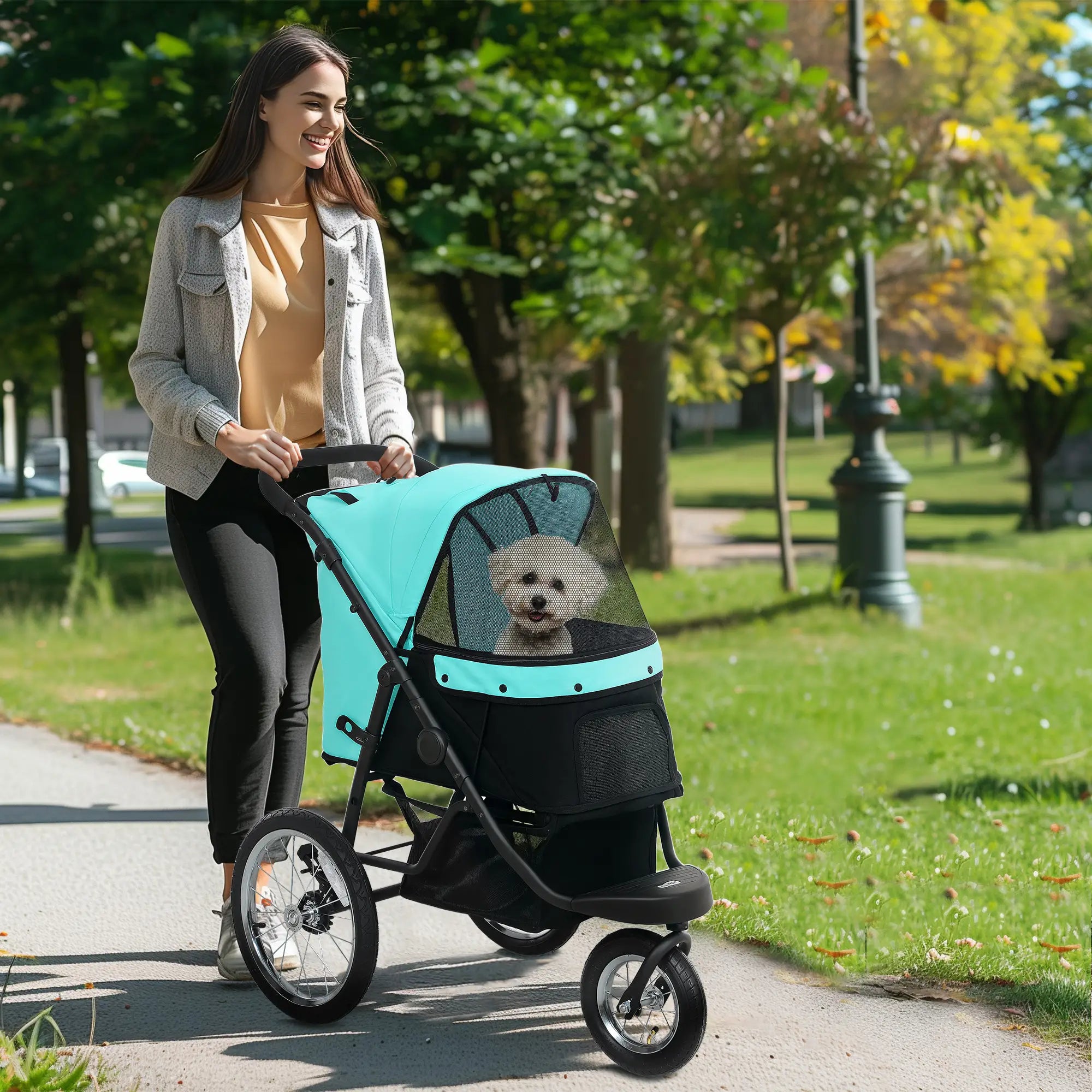 Nancy's Inverigo Reiswagen voor Huisdieren - Hondenwagen - Kattenwagen - Turquoise / Zwart