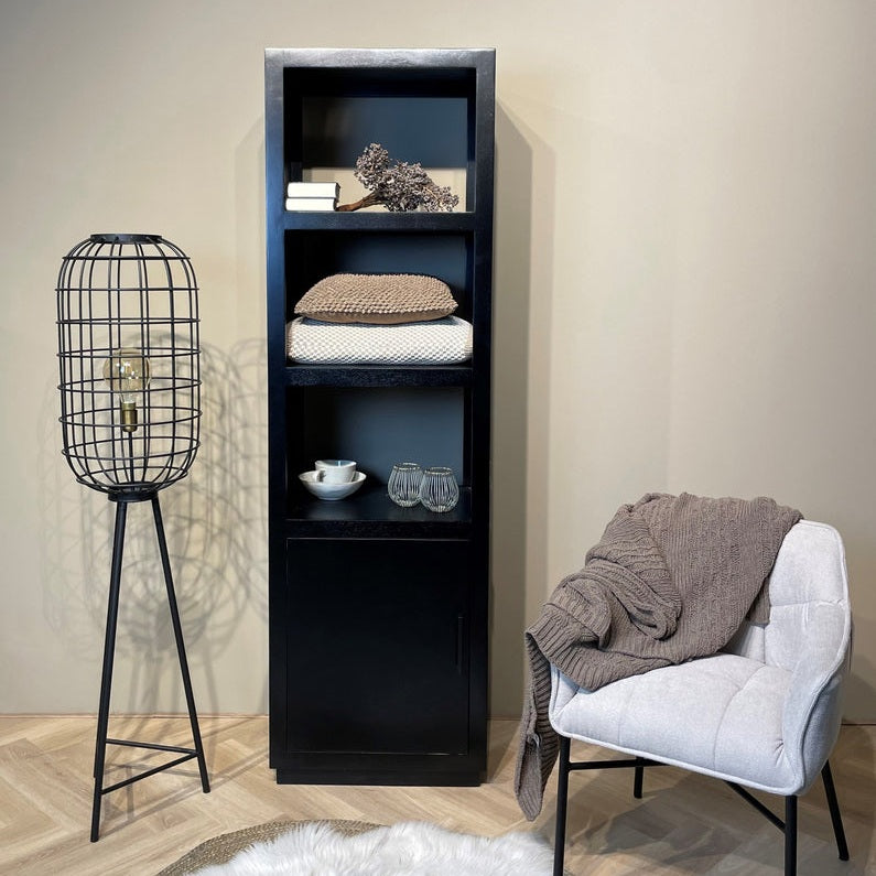Livingfurn Wandkast Jaxx Black 60cm - Mangohout- Zwart