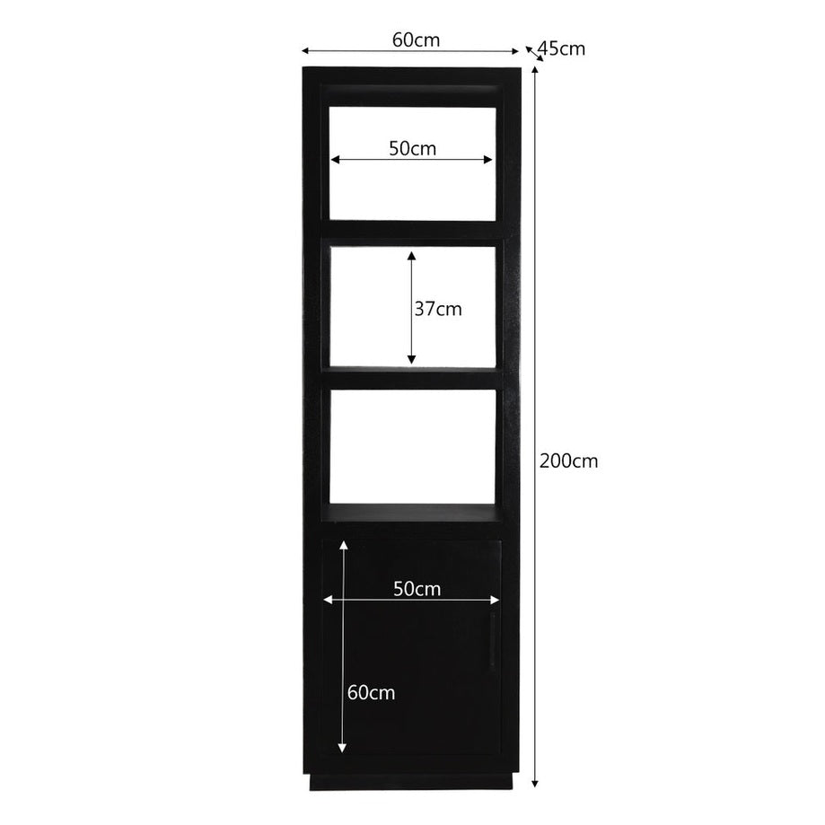 Livingfurn Wandkast Jaxx Black 60cm - Mangohout- Zwart