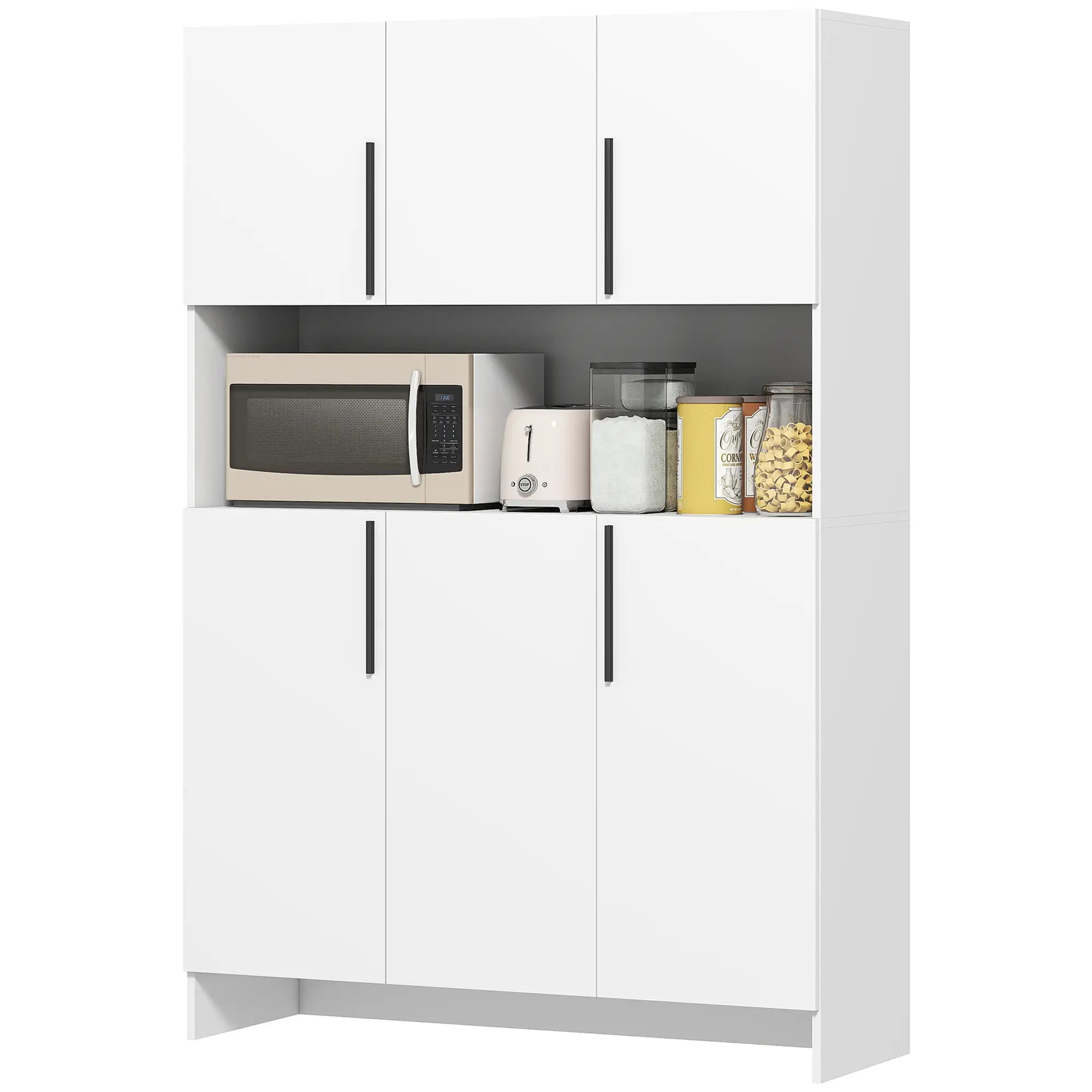Nancy's Ligonchio Keukenkast Vrijstaand - Buffetkast - Opbergkast - Wit - ± 120 x 40 x 175 cm