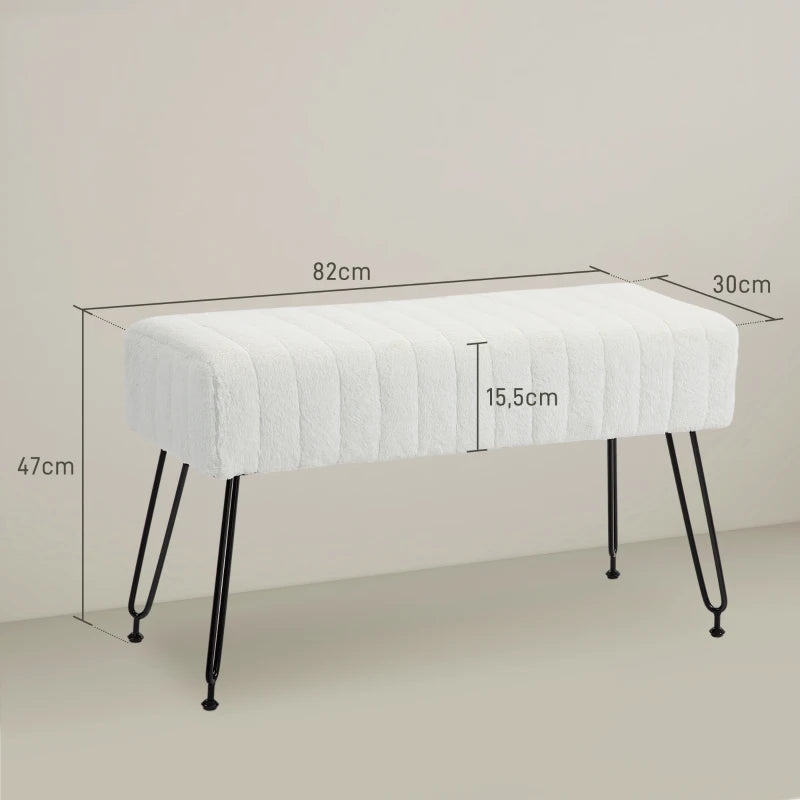 Nancy's Gondoriz Bankje - Gangbank - Zitbank - Créme - Imitatiebont - ± 80 x 30 x 45 cm