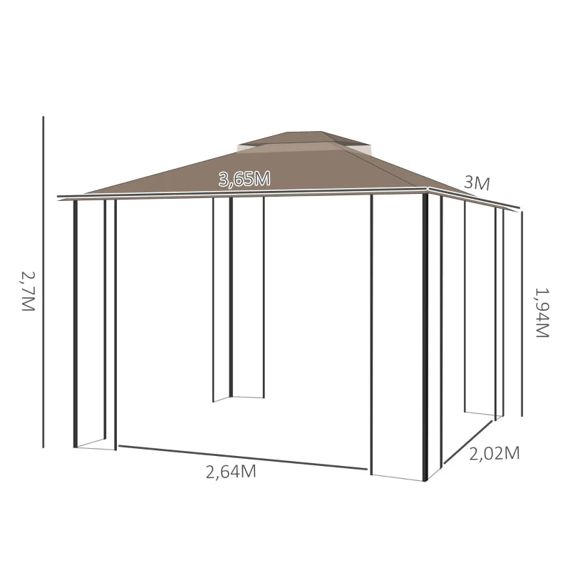 Nancy's Rendufe Paviljoen - Party Tent - Prieel - Tuin Paviljoen - Bruin / Beige - 365 x 300 x 270 cm