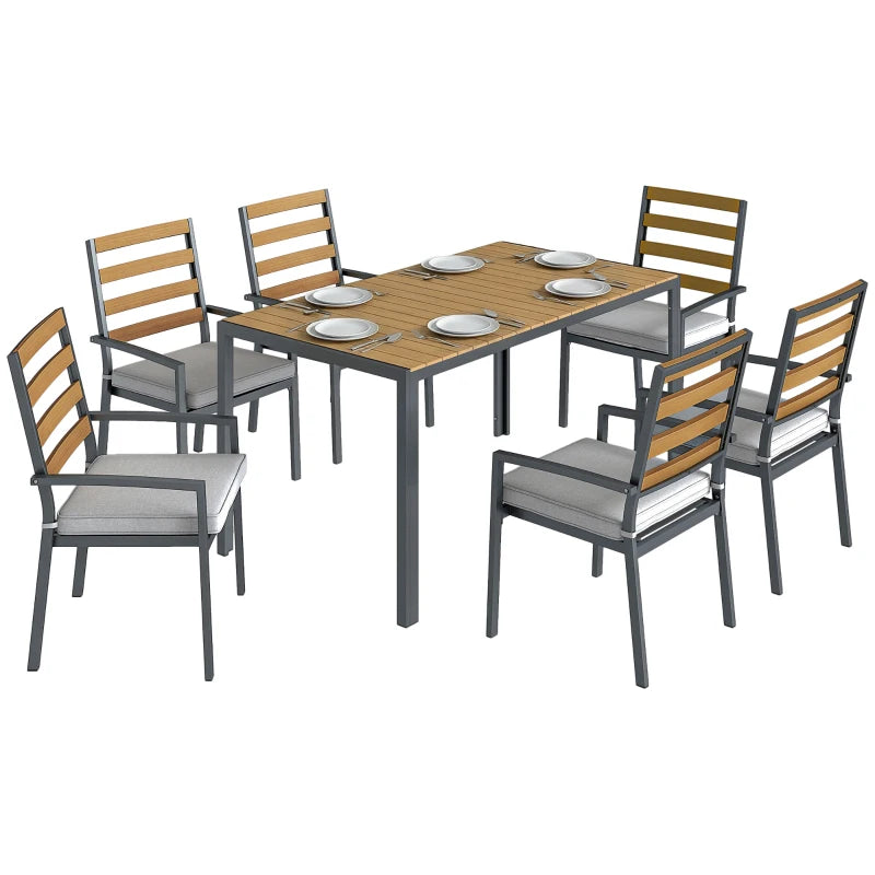 Nancy's Sarnano Tuinset - Tuintafel Set - 7-Delige Tuinmeubel Set - Grijs / Naturel