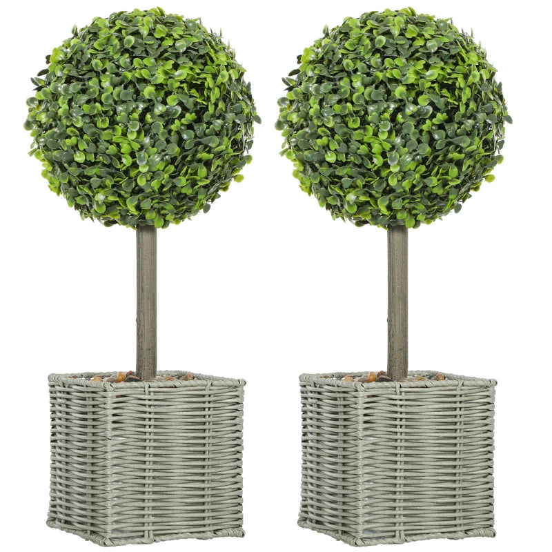 Nancy's Meina Kunstplanten - Kunst buxussen - Buxus - Set van 2 - Groen - 50 cm hoog