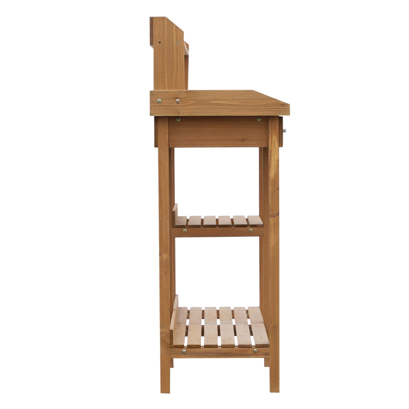 Nancy's Don Benito Planttafel - Tuinwerktafel - Werktafel - Natuurlijk - Dennenhout - ± 120 x 45 x 120 cm