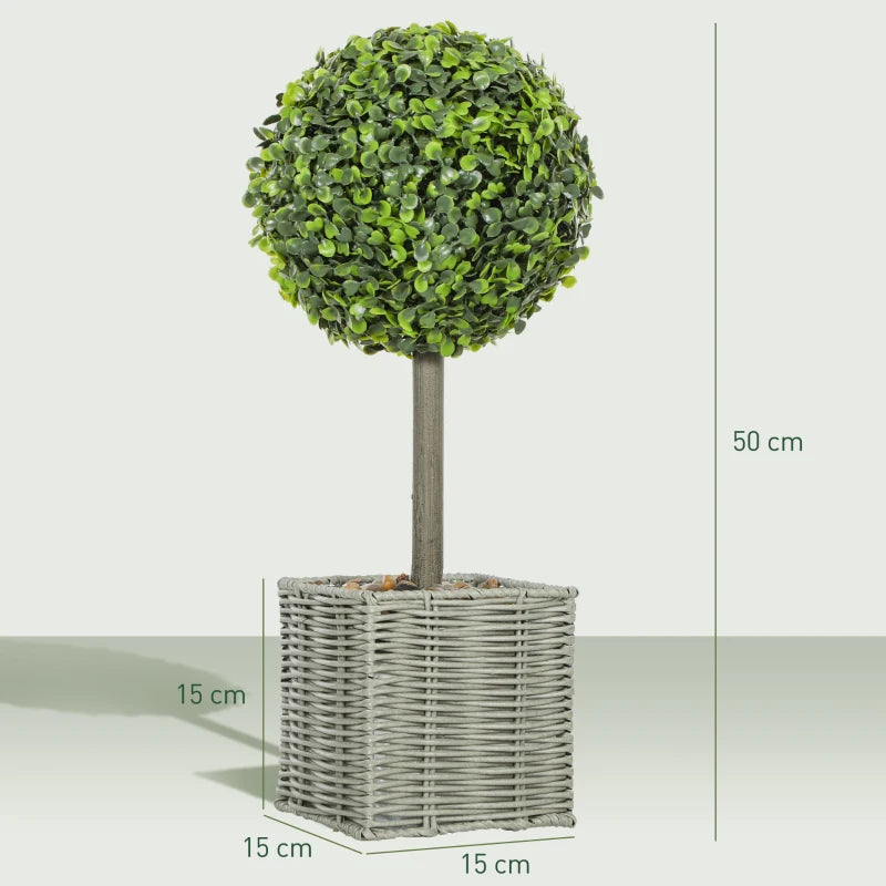 Nancy's Meina Kunstplanten - Kunst buxussen - Buxus - Set van 2 - Groen - 50 cm hoog