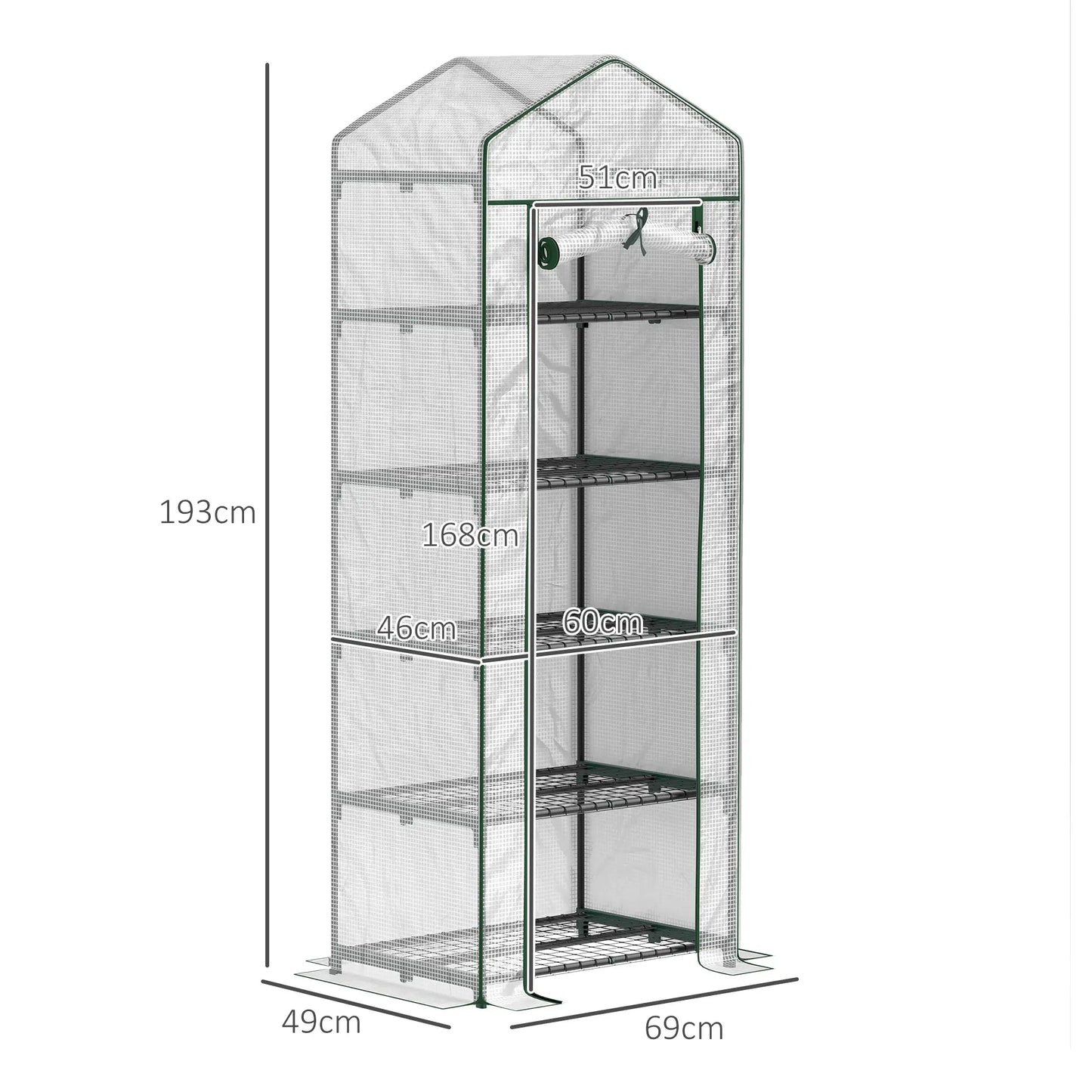 Nancy's Belas Tuinkas - Plantenkas - Kweekkas - Plantenrek - Wit - ± 70 x 50 x 195 cm