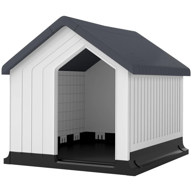 Nancy's Apollosa Doghouse - Niche pour chien - Résistant aux intempéries - Avec fenêtre - Gris / Blanc - Plastique - ± 60 x 60 x 60 cm