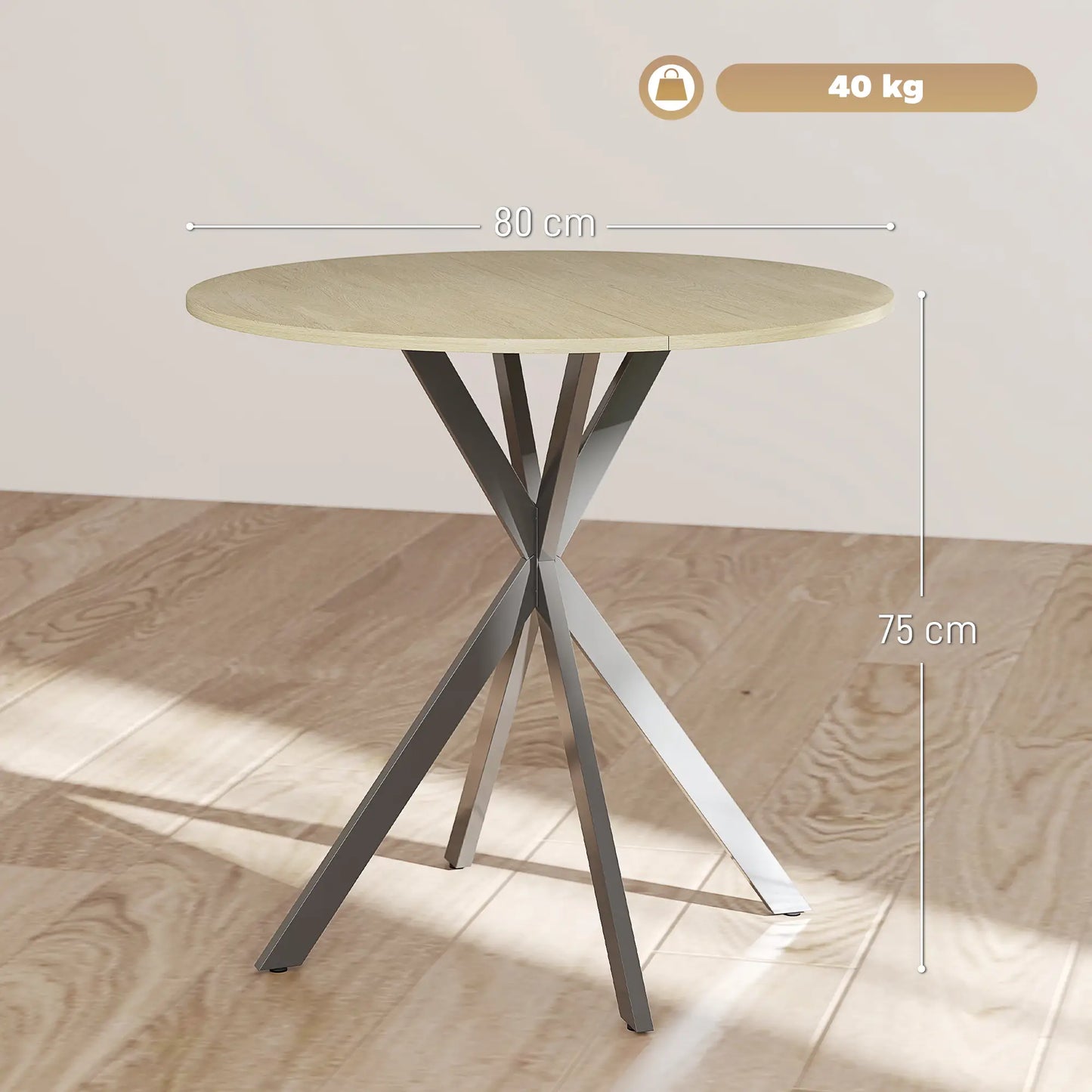 Nancy's Lavello Ronde Eettafel - Eiken / Zwart - Ø80 x 75H cm
