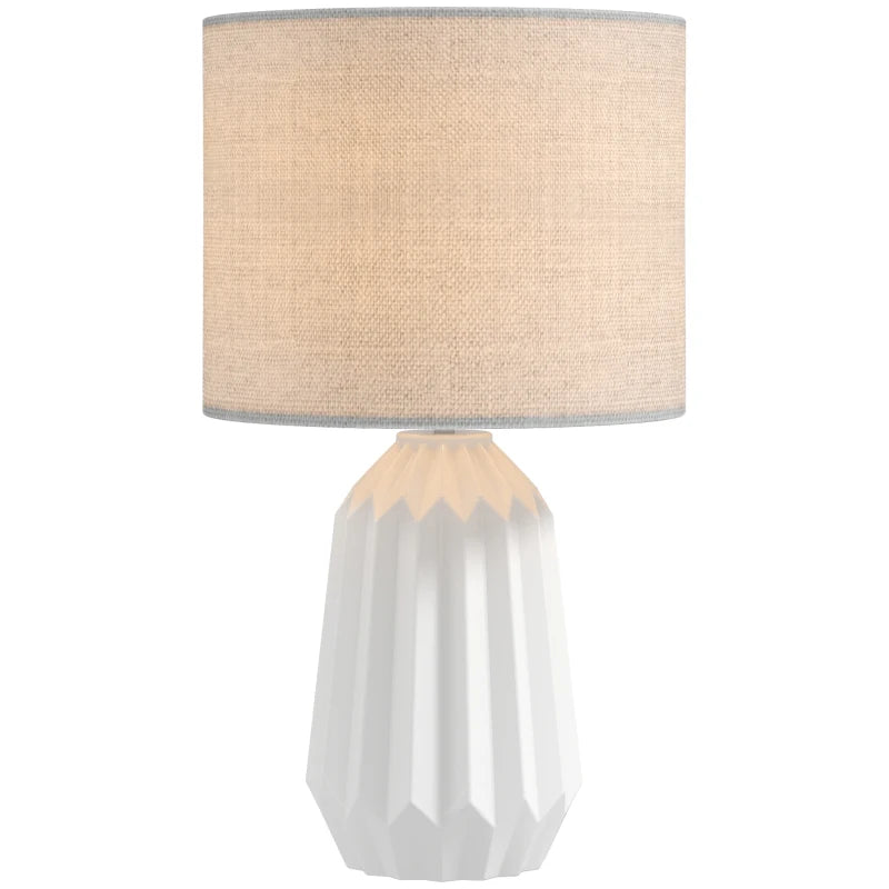 Nancy's Paliano Tafellamp - Nachtlamp - E27 Fitting - Keramiek / Linnen - Wit