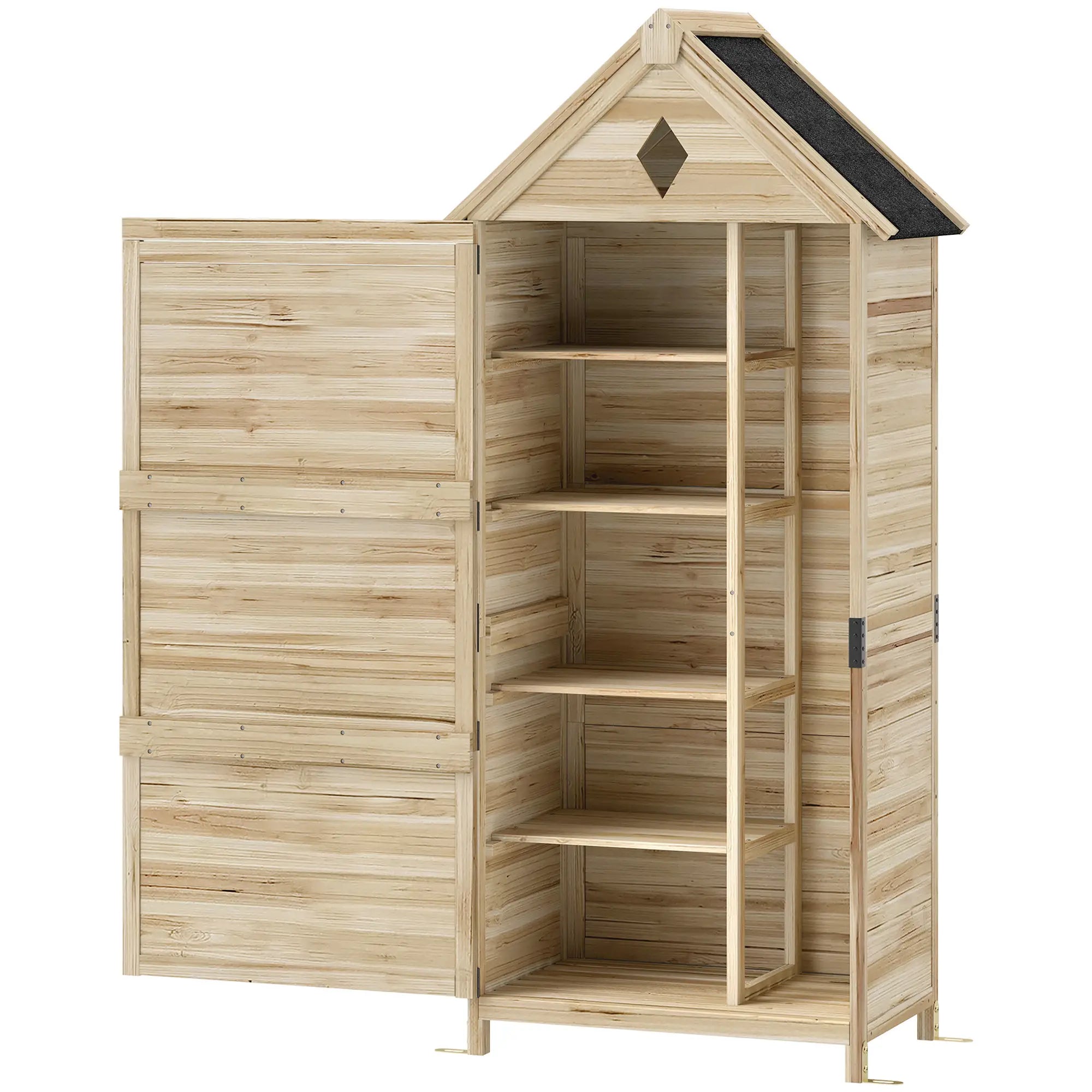 Nancy's Focette Tuinkast - Buitenkast - Opbergkast voor buiten - Dennenhout - ± 80 x 50 x 170 cm