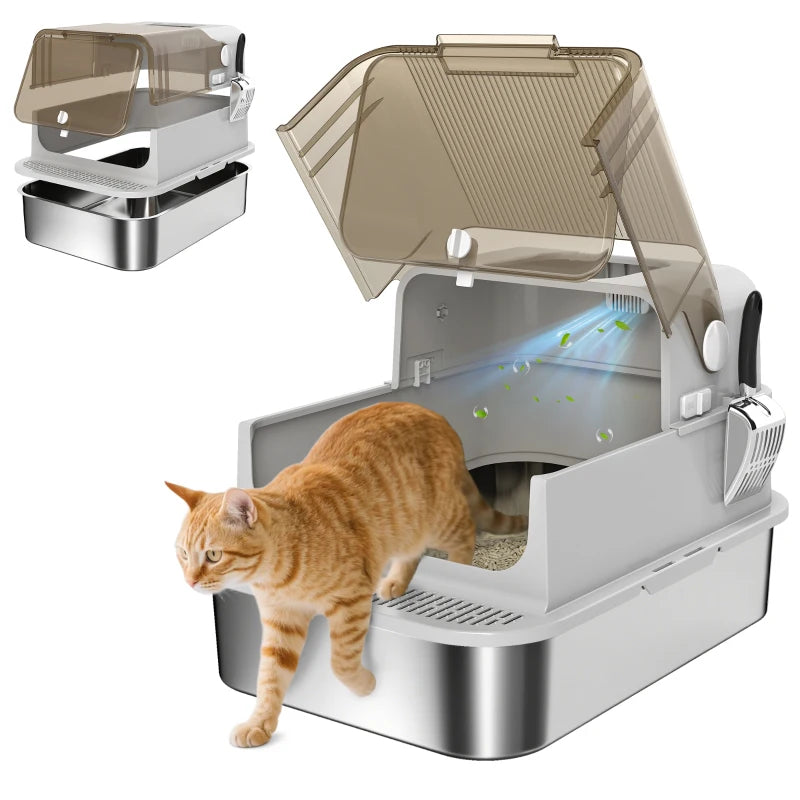Nancy's Misurina Kattenbak - Kattentoilet - Katten wc - RVS / Grijs - ± 70 x 50 x 45 cm
