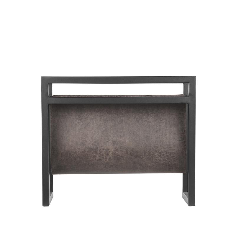 LABEL51 Magazinehouder Antraciet Leder l Zwart Metaal - 45x20x38 cm