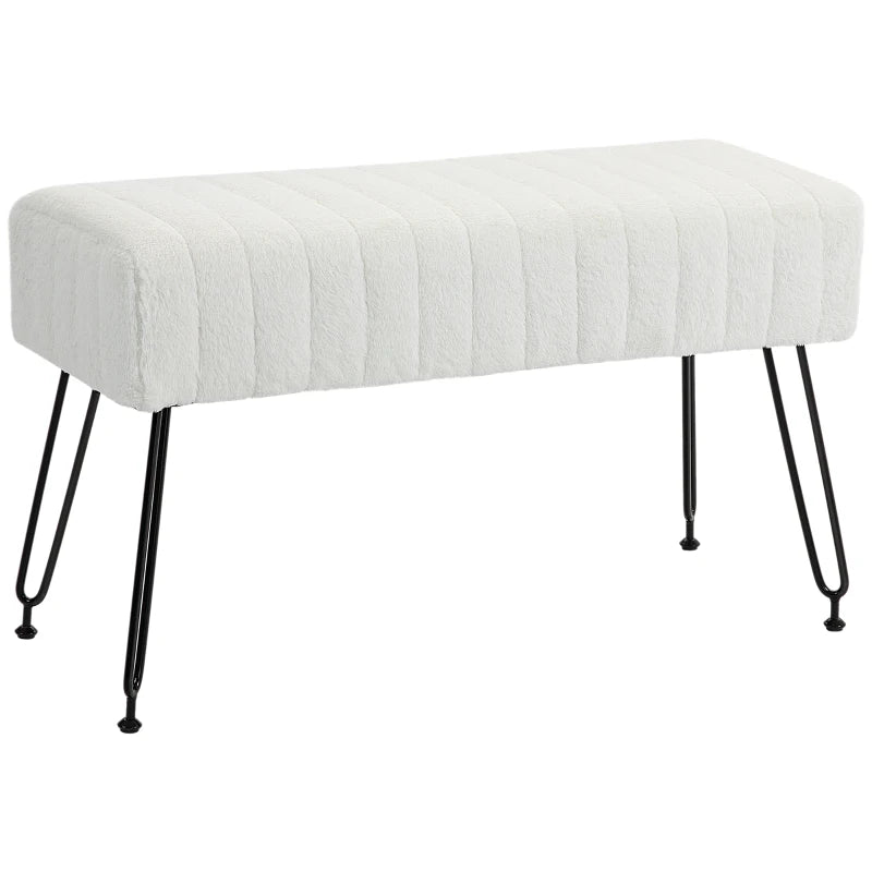 Nancy's Gondoriz Bankje - Gangbank - Zitbank - Créme - Imitatiebont - ± 80 x 30 x 45 cm